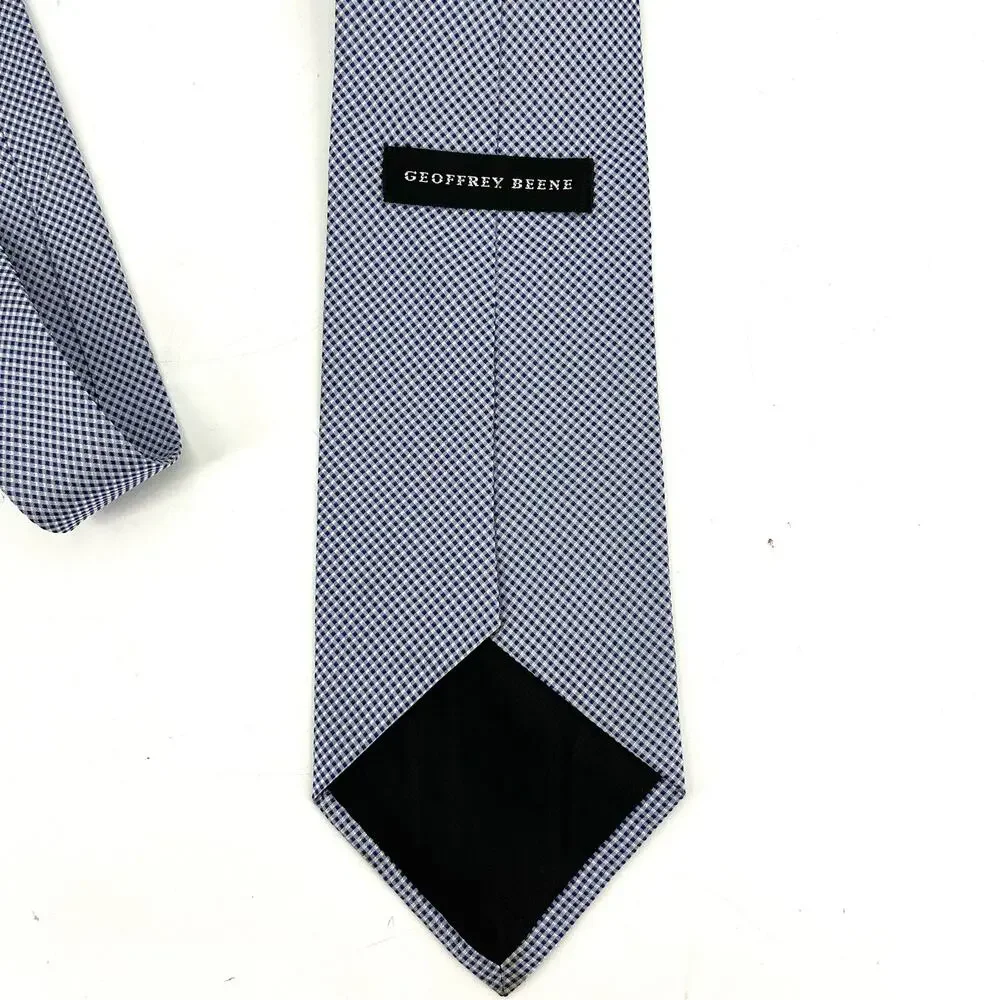 Geoffrey Beene Men;s 100% Silk Navy‎ Small Check Necktie (58 x 4)